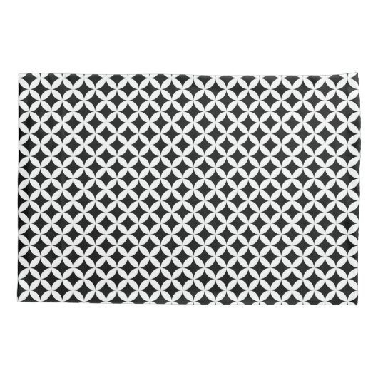 Shippo黒日本の白の幾何学模様 枕カバー (裏面)