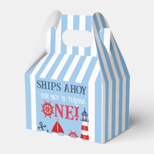 Ships Ahoy我々の男の子は1つの最初の誕生日 フェイバーボックス (正面サイド)