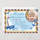 Ships Ahoy 航海の birthday招待状 招待状 (正面/裏面)