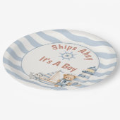 Ships Ahoy It's A Boy ベビーシャワー ペーパープレート (アングル)