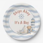Ships Ahoy It's A Boy ベビーシャワー ペーパープレート (正面)