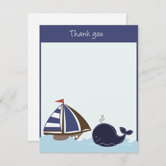 Ships Ahoy Mate Navy 4x5 Flatありがとうご注意 ノートカード (正面/裏面)