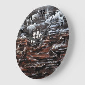 Ships in a Storm Painting by Alfred Fox ラージ壁時計 (傾斜)