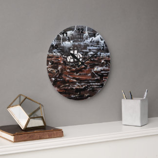 Ships in a Storm Painting by Alfred Fox ラージ壁時計