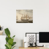 Ships in Harbor, 1805 (キャンバス上の油) ポスター (ホームオフィス)