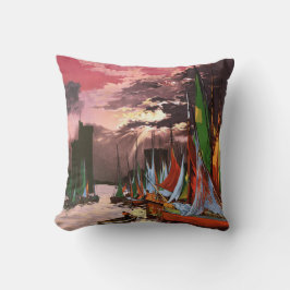 Ships in the Port of La Rochelle Art クッション