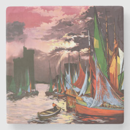 Ships in the Port of La Rochelle Art ストーンコースター