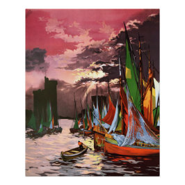 Ships in the Port of La Rochelle Art ポスター