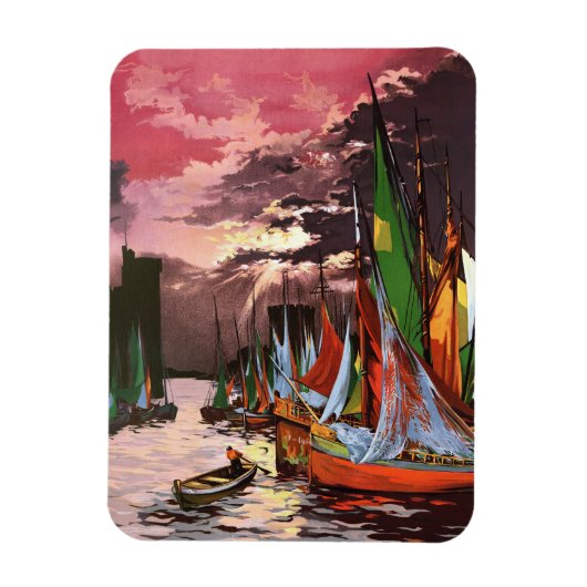 Ships in the Port of La Rochelle Art マグネット (縦)