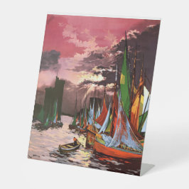 Ships in the Port of La Rochelle Art 台座サイン