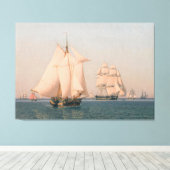 Ships under sail in a mild breeze キャンバスプリント (インサイチュ (ウッドフロア))