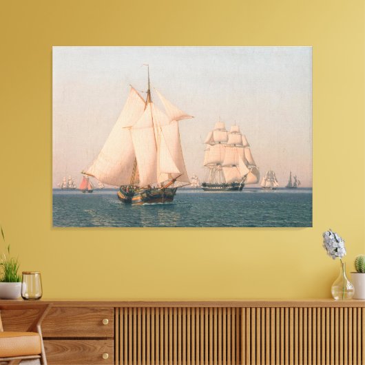 Ships under sail in a mild breeze キャンバスプリント (インサイチュ (リビング))