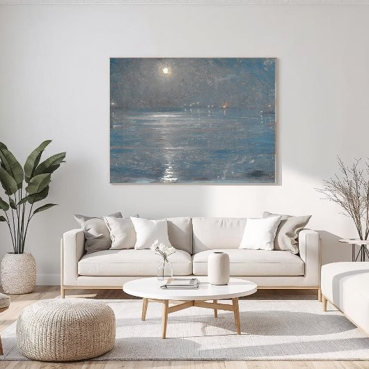 Ships with lanterns at sea, Peder Severin Krøyer ポスター