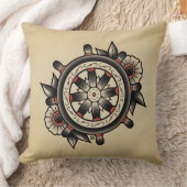 Shipwheelの入れ墨のフラッシュの装飾用クッション クッション (ブランケット)