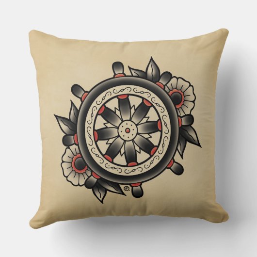 Shipwheelの入れ墨のフラッシュの装飾用クッション クッション (裏面)
