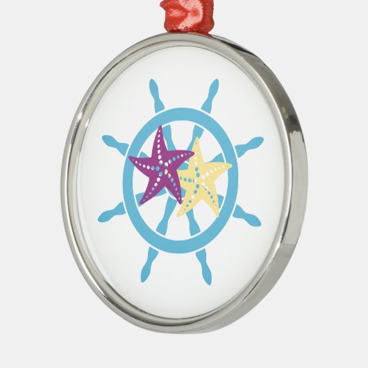Shipwheel & Starfish メタルオーナメント (左)