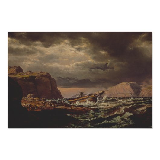 Shipwreck on the Norwegian Coast by Johan Dahl  ポスター (正面)