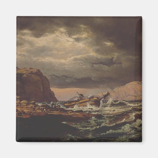 Shipwreck on the Norwegian Coast by Johan Dahl  マグネット (正面)