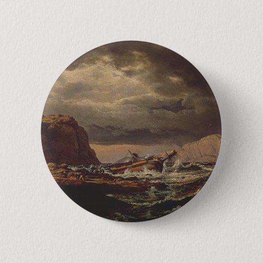 Shipwreck on the Norwegian Coast by Johan Dahl  缶バッジ (正面)