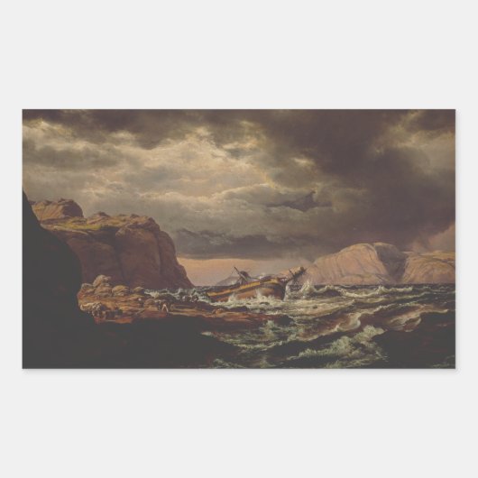 Shipwreck on the Norwegian Coast by Johan Dahl  長方形シール (正面)