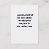 "Shipwright及び小さなボート修理名刺" 名刺 (裏面)