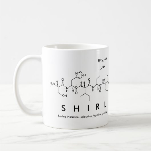 Shirlペプチド名mug コーヒーマグカップ (左)