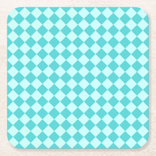 Shirleyテイラー著青い組合せのダイヤモンドパターン スクエアペーパーコースター (正面)