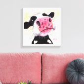 Shirley MacArthurによるNosey Cow 'Betty Blueberry ' キャンバスプリント (インサイチュ (リビング))