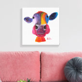 Shirley MacArthurによるNosey Cow 'LouLou' キャンバスプリント (インサイチュ (リビング))