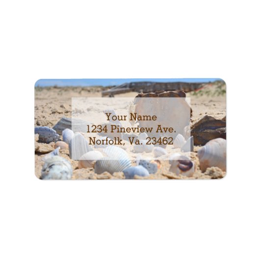 Shirley Taylorによるビーチの貝殻 ラベル (正面)