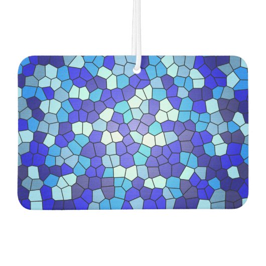 Shirley Taylorによるブルーステンドグラスの色合い カーエアーフレッシュナー (正面)