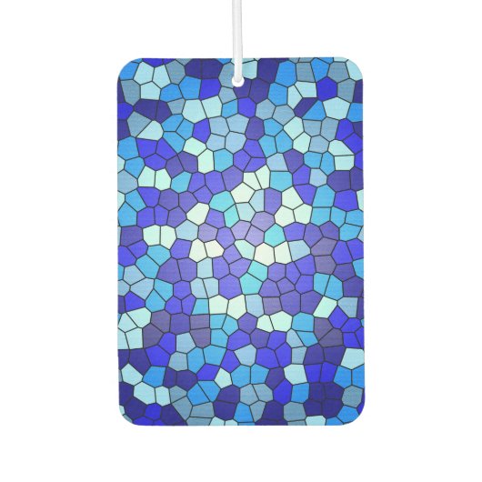 Shirley Taylorによるブルーステンドグラスの色合い カーエアーフレッシュナー (正面)