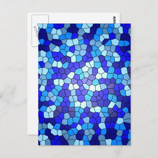 Shirley Taylorによるブルーステンドグラスの色合い ポストカード (正面/裏面)