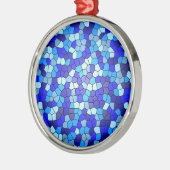 Shirley Taylorによるブルーステンドグラスの色合い メタルオーナメント (左)