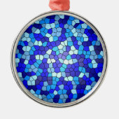 Shirley Taylorによるブルーステンドグラスの色合い メタルオーナメント (正面)
