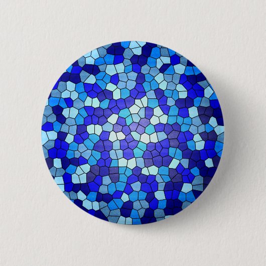 Shirley Taylorによるブルーステンドグラスの色合い 缶バッジ (正面)