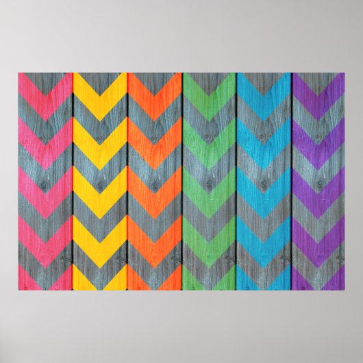 Shirley Taylorによる木目テクスチャ上のシェブロン模様 ポスター (正面)