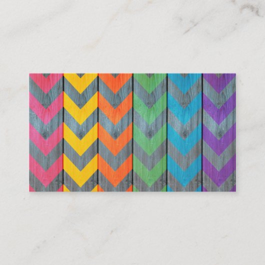 Shirley Taylorによる木目テクスチャ上のシェブロン模様 名刺 (正面)