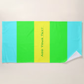 Shirley Taylorによる黄色、緑、青ストライプのワイド ビーチタオル (正面)