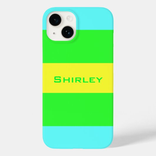 Shirley Taylorによる黄色、緑、青ストライプのワイド Case-Mate iPhoneケース (裏面)