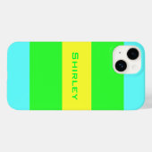 Shirley Taylorによる黄色、緑、青ストライプのワイド Case-Mate iPhoneケース (裏面 (横))