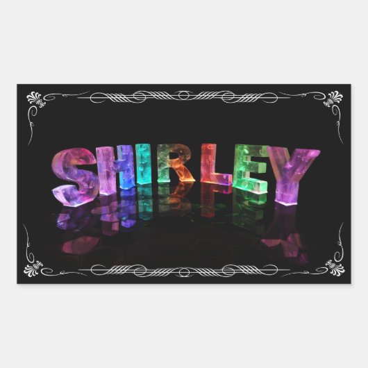 Shirley - The Name Shirley in 3D Lights (Photogra) 長方形シール (正面)