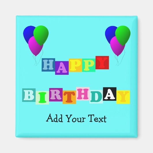 ShirleyTaylorによるバルーン付きハッピーバースデー マグネット (正面)