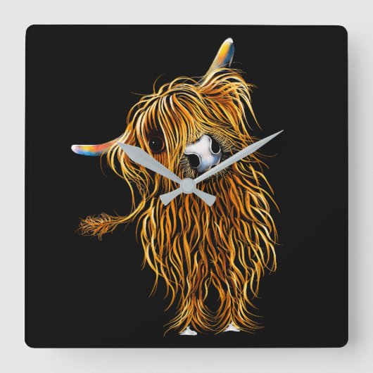 SHiRlY MacARTHuR『HeNRY』のHiGHLaND CoW CLoCK "HeNRY" スクエア壁時計 (正面)