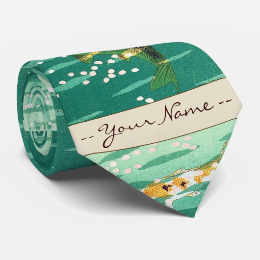 Shiro笠松町Karpのコイの魚のいる池の日本人の芸術 ネクタイ (ロール)