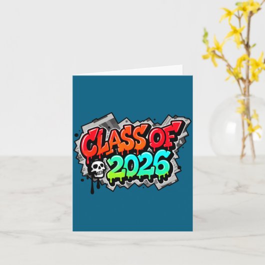 Shirt Class Graduation Graffiti Streetwear Drip カード (黄色い花)