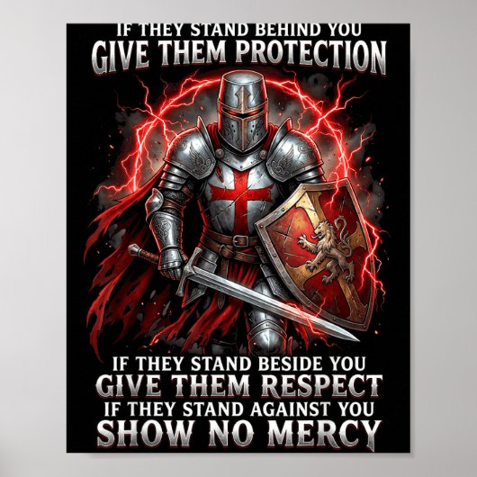 Shirt Knights Templar Warrior Protection Respect ポスター (正面)