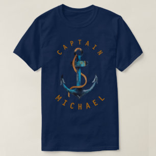 Shirt Watercolor Anchor Personalized大尉 Tシャツ
