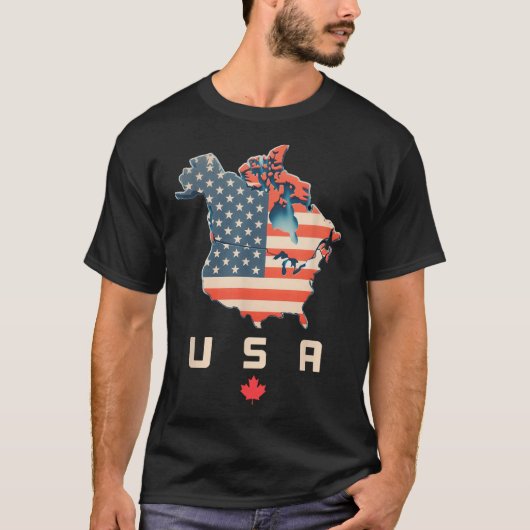 Shirt With Canada And Usa Map – アネックスアメリカの地図 Tシャツ (正面)