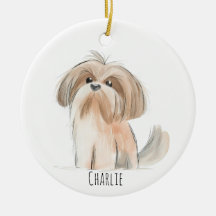 Shitzu Dog Ornament 
